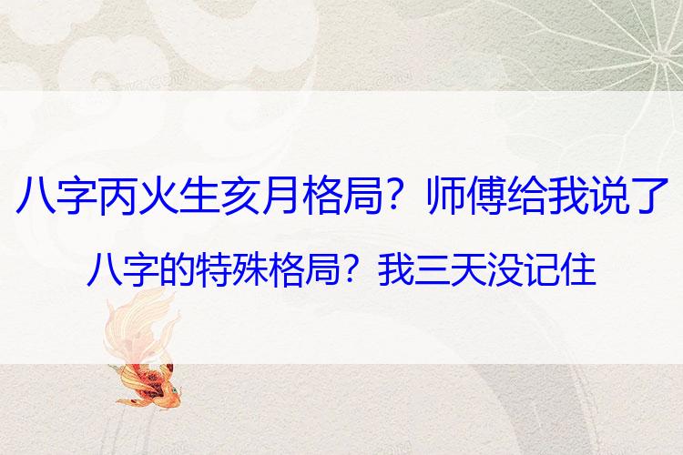 八字丙火生亥月格局？师傅给我说了八字的特殊格局？我三天没记住