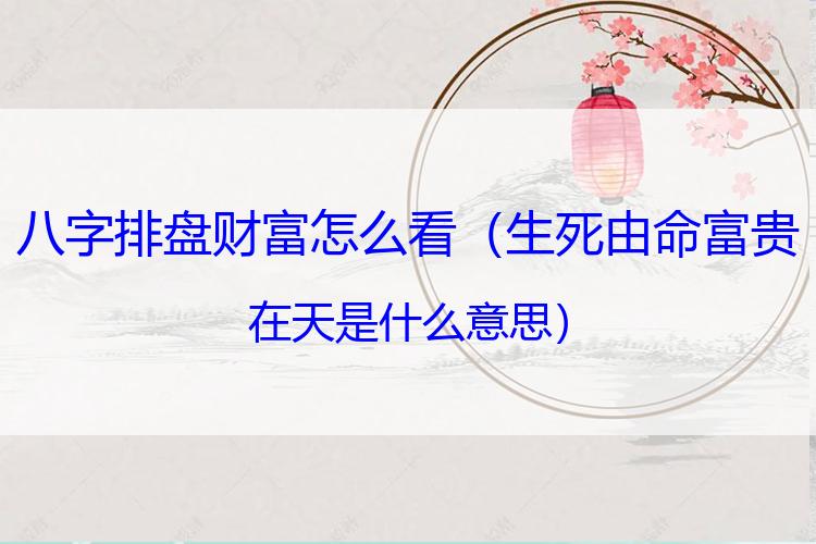 八字排盘财富怎么看