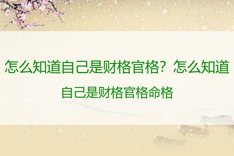 怎么知道自己是财格官格？怎么知道自己是财格官格命格