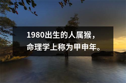 1980出生的人属猴，命理学上称为甲申年。