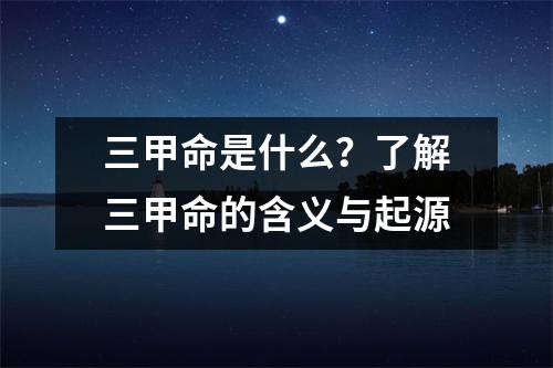 三甲命是什么？了解三甲命的含义与起源
