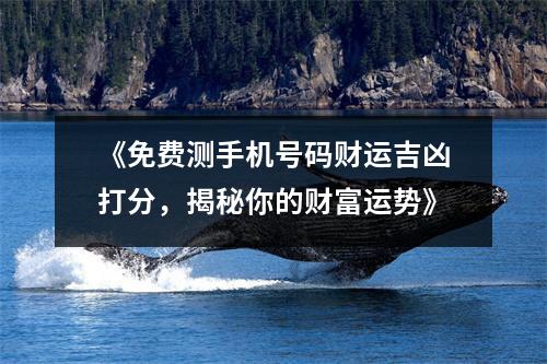 《免费测手机号码财运吉凶打分，揭秘你的财富运势》
