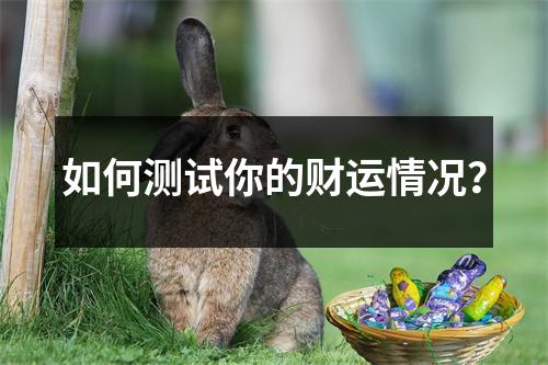 如何测试你的财运情况？