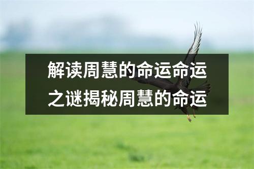 解读周慧的命运命运之谜揭秘周慧的命运