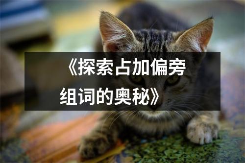 《探索占加偏旁组词的奥秘》