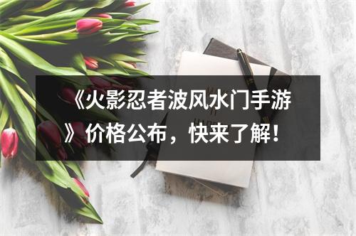 《火影忍者波风水门手游》价格公布，快来了解！