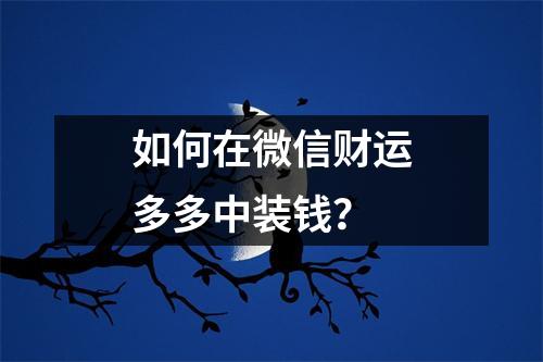 如何在微信财运多多中装钱？