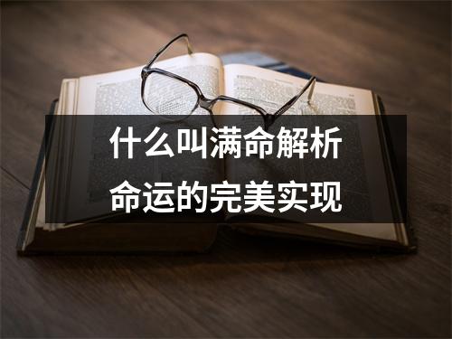 什么叫满命解析命运的完美实现