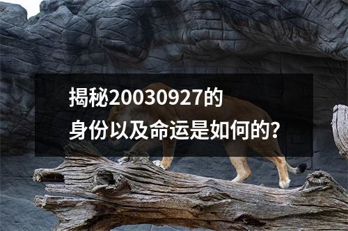 揭秘20030927的身份以及命运是如何的？