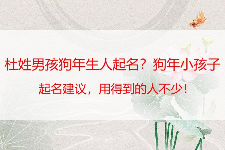 杜姓男孩狗年生人起名？狗年小孩子起名建议，用得到的人不少！