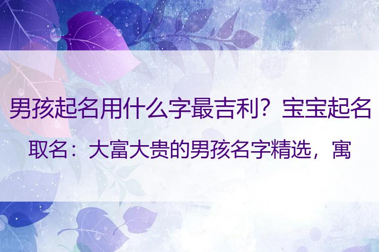 男孩起名用什么字最吉利？宝宝起名取名：大富大贵的男孩名字精选，寓意大展宏图