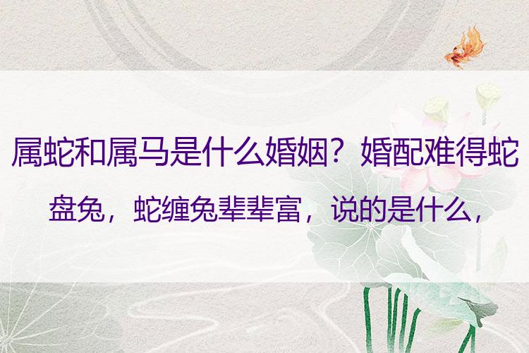 属蛇和属马是什么婚姻？婚配难得蛇盘兔，蛇缠兔辈辈富，说的是什么，有何根据？