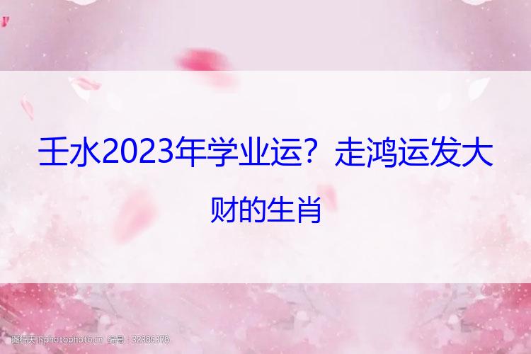 壬水2023年学业运？走鸿运发大财的生肖