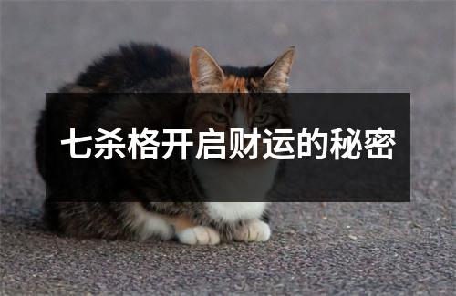 七杀格开启财运的秘密