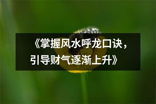 《掌握风水呼龙口诀，引导财气逐渐上升》