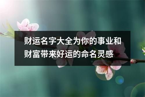 财运名字大全为你的事业和财富带来好运的命名灵感