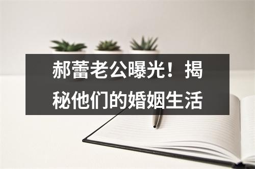 郝蕾老公曝光！揭秘他们的婚姻生活