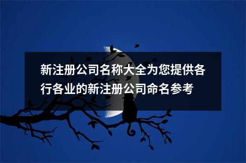 新注册公司名称大全为您提供各行各业的新注册公司命名参考