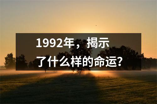 1992年，揭示了什么样的命运？
