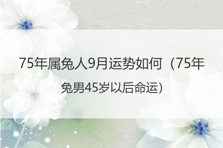 75年属兔人9月运势如何