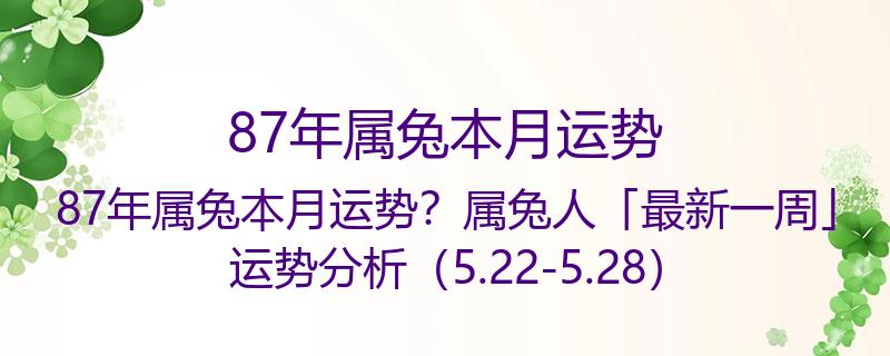 87年属兔本月运势？属兔人「最新一周」运势分析